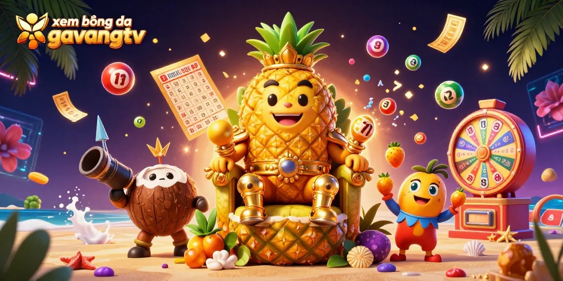 xem bóng đá gavangtv brings adventure with a vibrant 3D digital casino scene featuring a tropical king and colorful elements.