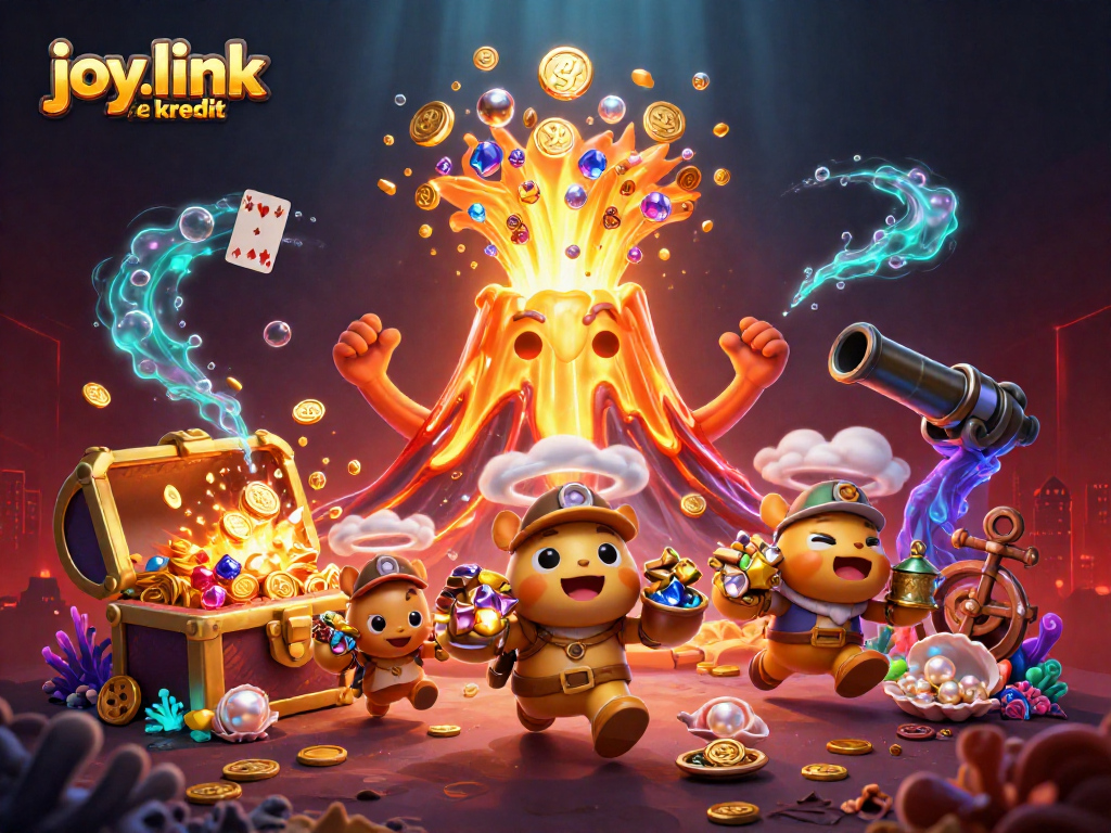 Spin the joy.link free kredit jackpot with a vibrant 3D illustration of treasure and excitement!