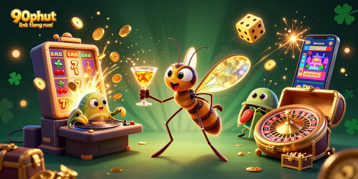 Experience the excitement of 90phut link tiengruoi through a vibrant 3D casino scene with dynamic characters and elements.