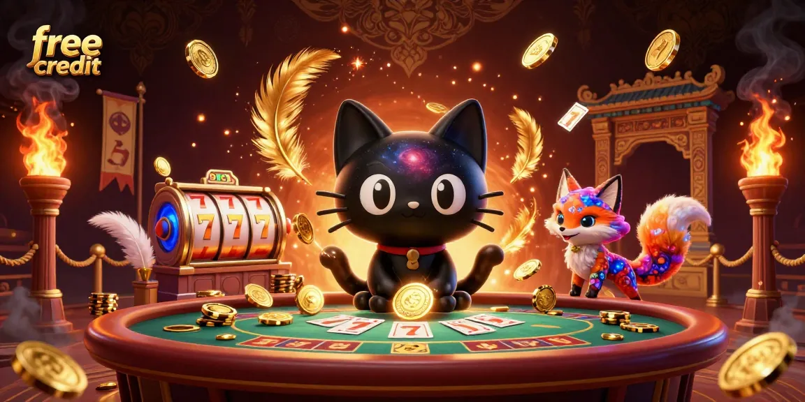 Experience thrilling gaming with free credit at a cosmic casino featuring unique animated characters.