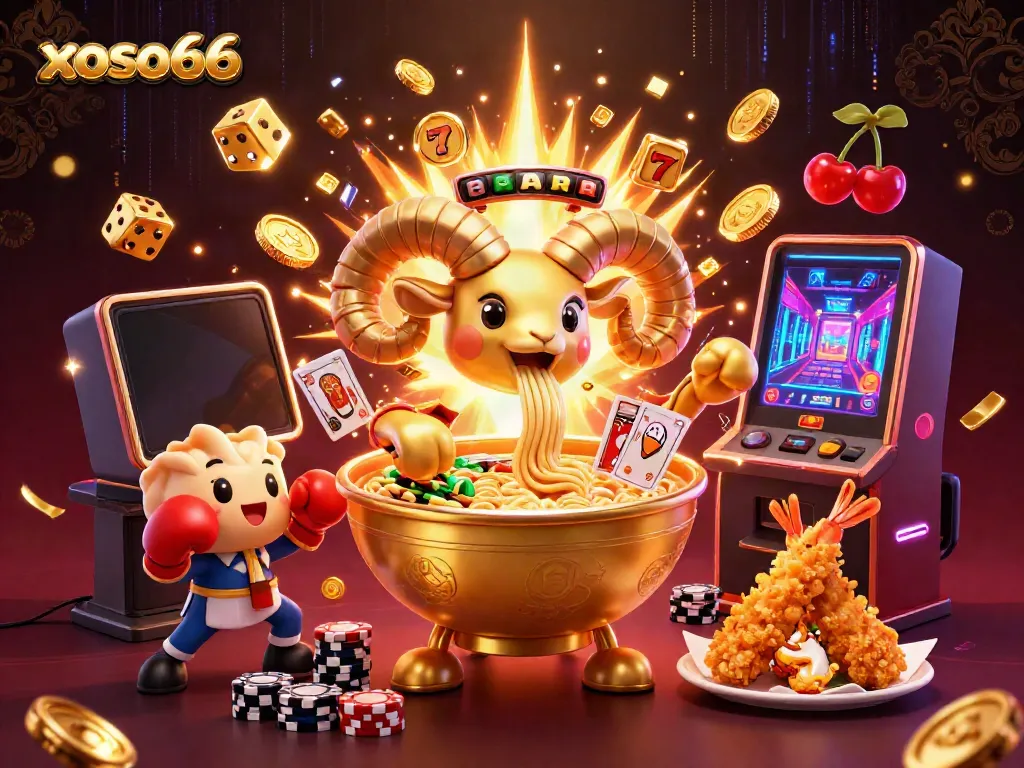Engage with xoso66 at a vibrant virtual casino scene featuring fun cartoon characters and exciting game elements.