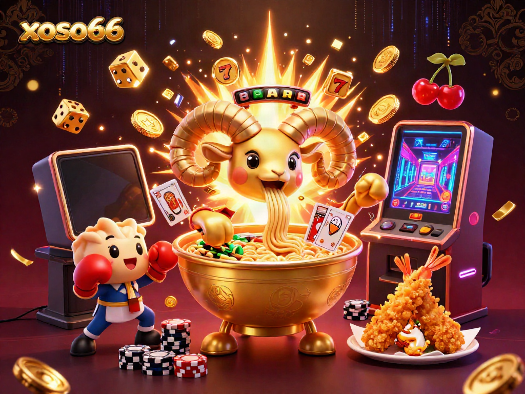 Engage with xoso66 at a vibrant virtual casino scene featuring fun cartoon characters and exciting game elements.
