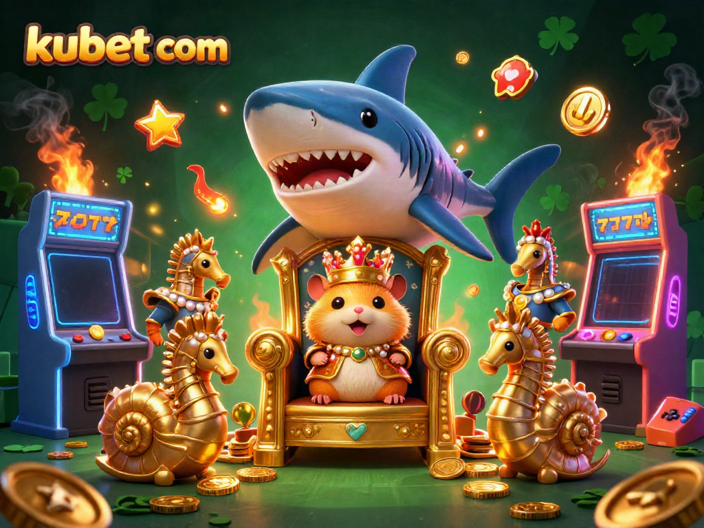 Engage with the vibrant world of kubet com featuring a golden hamster king and a dazzling casino theme.