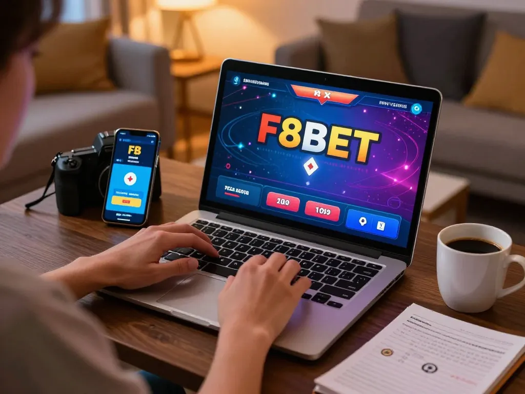 Engaging gameplay on F8BET with a cozy home setting, showcasing online poker strategy.