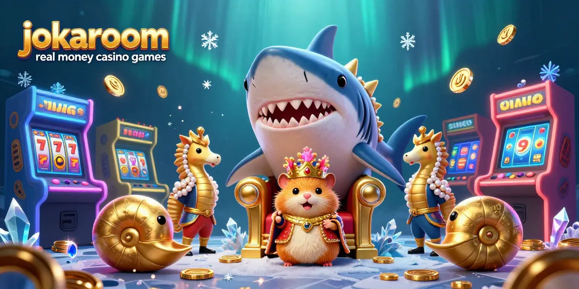 Play jokaroom real money casino games with an epic underwater scene featuring a hamster king and colorful gaming elements.