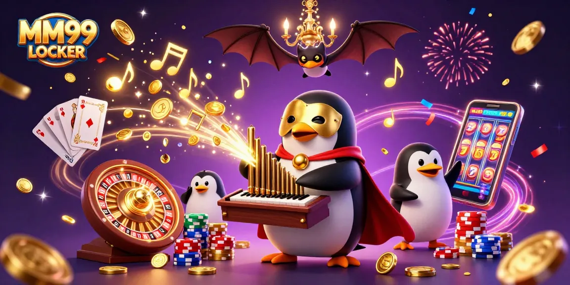 Experience MM99 LOCKER as a 3D phantom penguin orchestrates a gold-filled gaming spectacle.